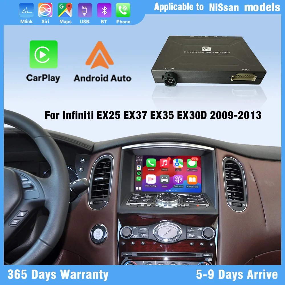 2009-2013 Infiniti EX37 EX30D EX25 EX35 Wireless CarPlay Android Auto Support GPS Navi Music Airplay Camera DSP Apple Car play