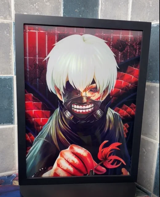 Anime 3D Ken Kaneki Lenticular Poster Wall Poster Anime Painting 3D Flip Gradient Poster Wall Art Home Decor