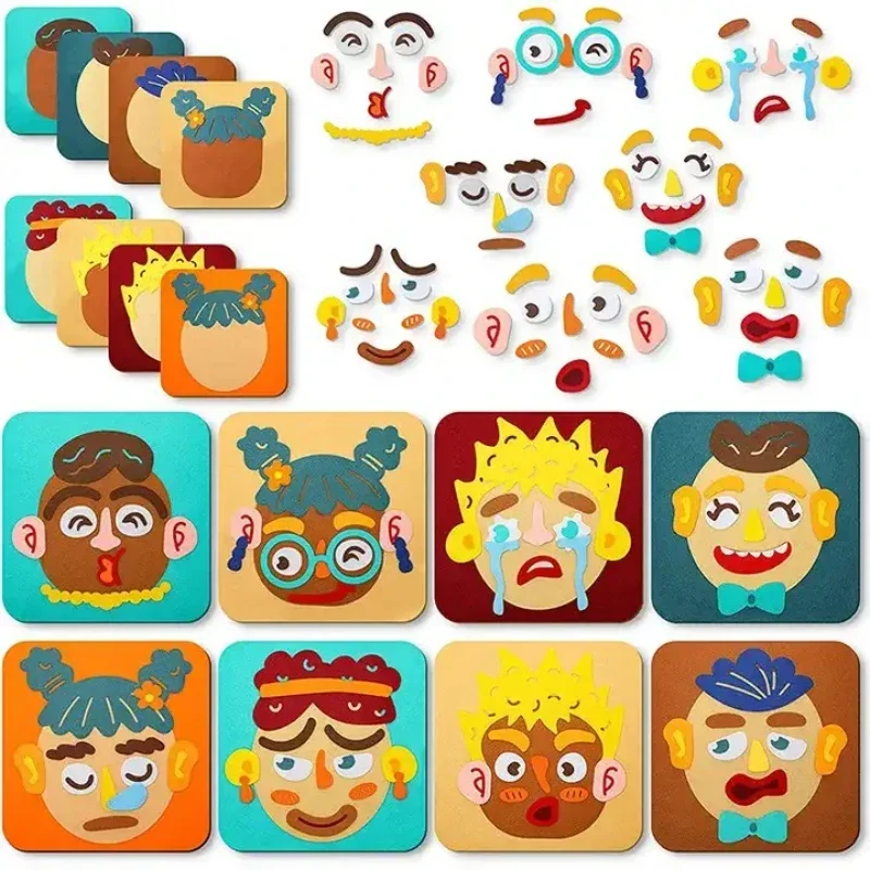 Kids Montessori Facial Expression Game Emotional Change Toys With 9pcs Cards Preschool Learning Educational Toys