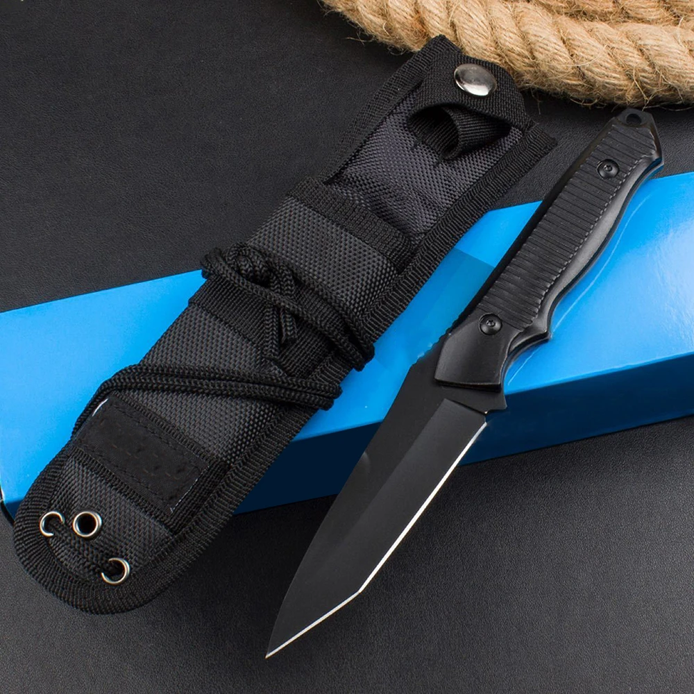 140BK BM Fixed Blade Knife Outdoor Wilderness Emergency Survival Tools Handle Rescue Pocket Knives with Tactical Nylon Sheath