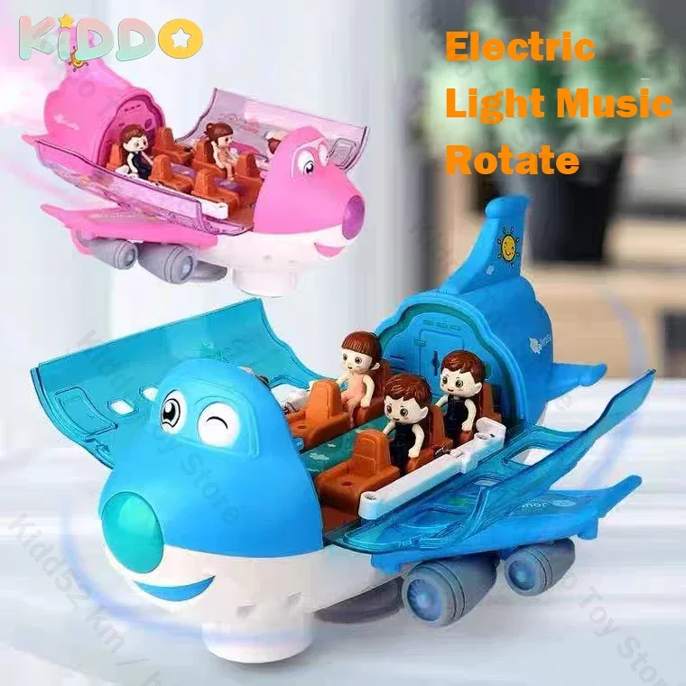 

Electric Transformation Aircraft Kid Toy Car Deformation Plane Model Light Music Rotate Simulation Boy Traffic Toy Birthday Gift