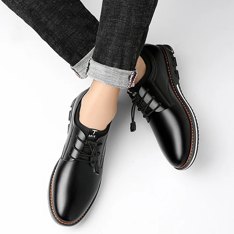 Men's Casual Shoes Black Spring Male Footwear Loafers Soft Bottom Lace Up Outdoor Business Sneakers Shoes For Men Big Size 48