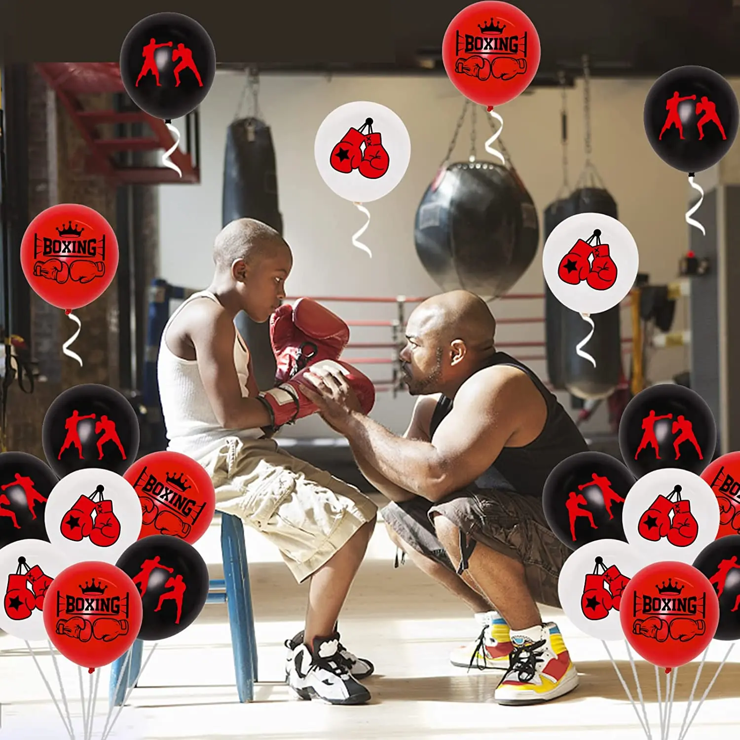 40 Pieces Boxing Party Latex Balloons Set Boxing Match Decorations Boy Men Boxing Sport Fitness Theme Birthday Party Supplies