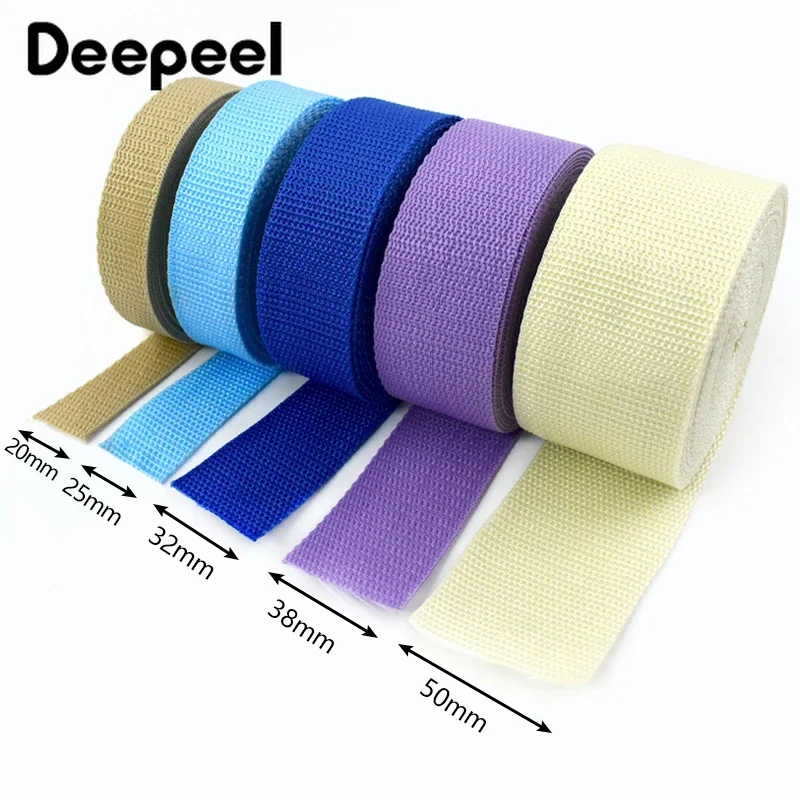 3Meters Deepeel 20-50mm Colored PP Nylon Webbing 1.1mm Thick Ribbon for Bag Strap Belt Clothes Bias Tape DIY Sewing Accessories