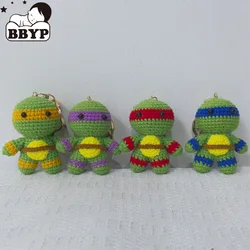 Cute Tmnt Crochet Keychain Funny Tmnt Doll Keyrings Handmaking Knitting Animal Car Keys Keychains Kawaii Knitted Accessories