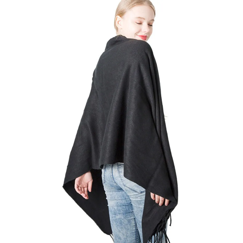

Warm Shawl Winter Accessory Soft Acrylic Women Poncho Cape Shawl Wrap Comfortable Scarf Windproof Gentle Durable Texture