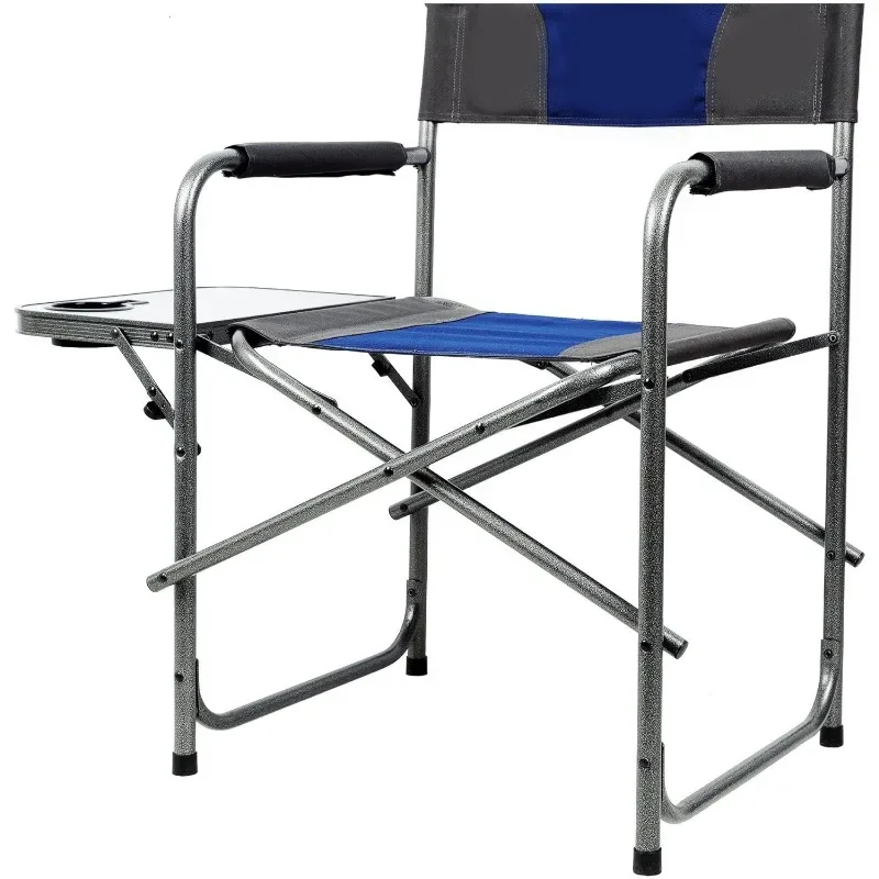 كرسي مدير قابل للطي خفيف الوزن، إطار فولاذي من سبائك الرمادي الأزرق، حمل سهل التخزين، مهرجان الشاطئ للتخييم في الهواء الطلق