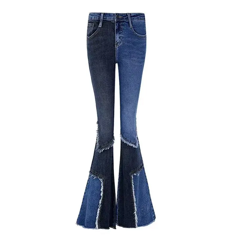 

High Waist Slimming Stretchy Design Sensation Rhinestone Frayed Fi Tail Flared Jeans Women's Spring Autumn New Sle Denim ...