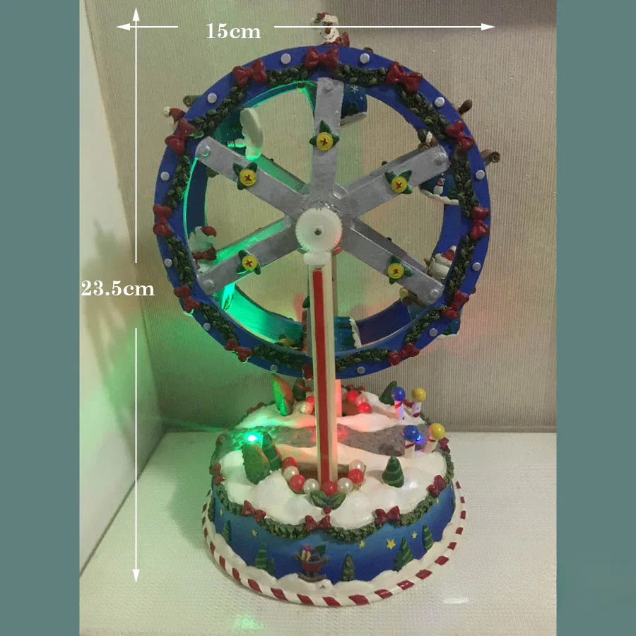 

Blue Rotating Ferris Wheel Light Music Box Ornament Christmas Birthday