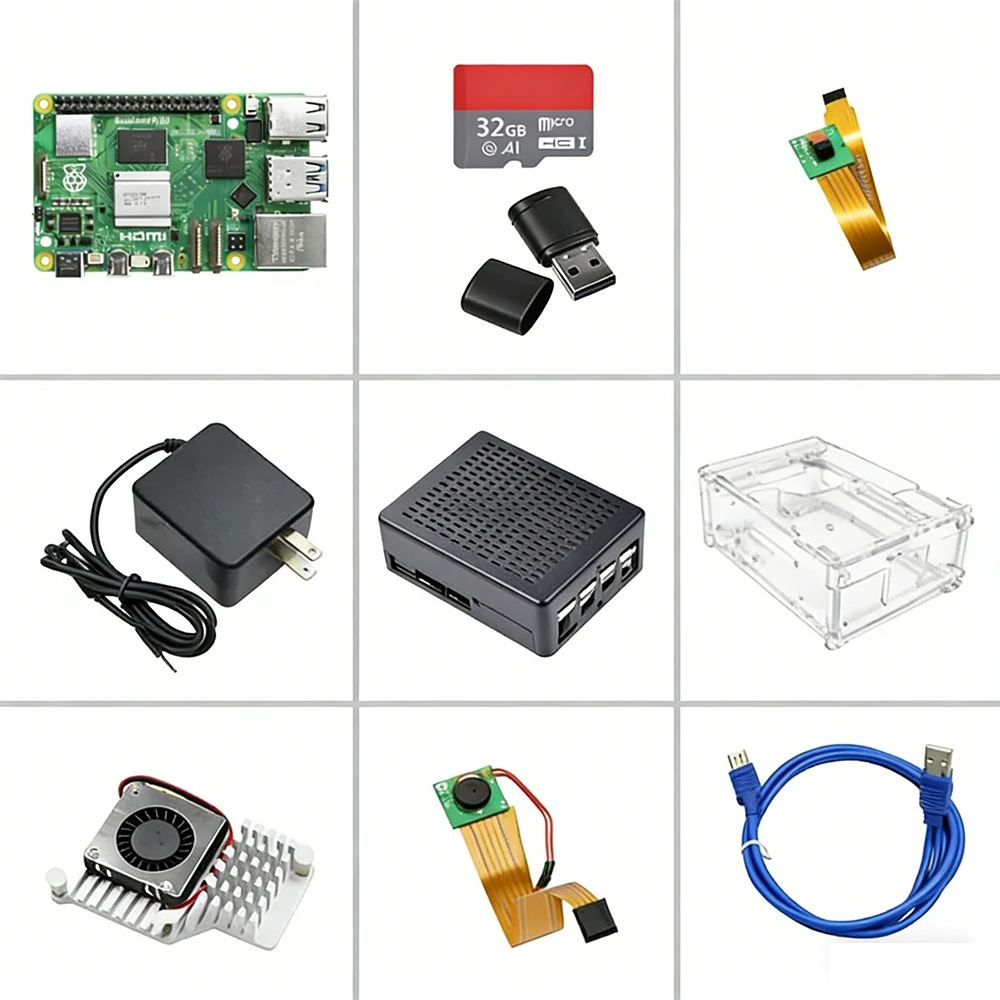 

Raspberry Pi 5 4G 8G 2G RAM Option KIt - 32 64 GB Edition, Raspberry Pi 5 Case with PWM Fan, Power Supply, HDMI Cables for Pi 5