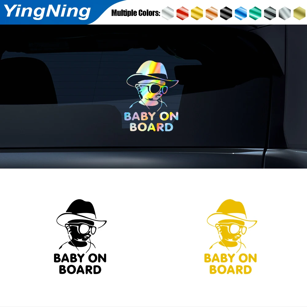 

Funny BABY ON BOARD Pattern Auto Reflective Sticker Car Bumper Body Rear Window Decorative Decal Laser Car Sticker Accessories