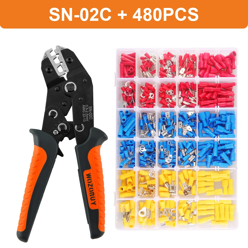 SN-02C Draht-Crimp-Werkzeug-Set, isolierte Draht-Elektro-Steckverbinder, Crimp-Stoß, Ring, Spaten, Klemmen, Kabelschuhe, Sortimentsset – Detail 7