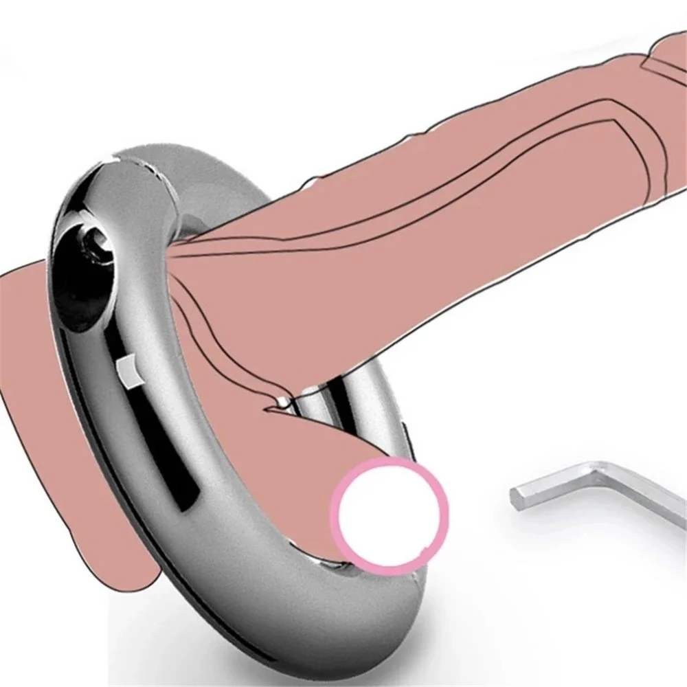 Stainless Steel Penis Ring Reusable Metal Semen Cock Ring Penis Enlargement Ball Stretcher Delayed Ejaculation Sex Tool For Men