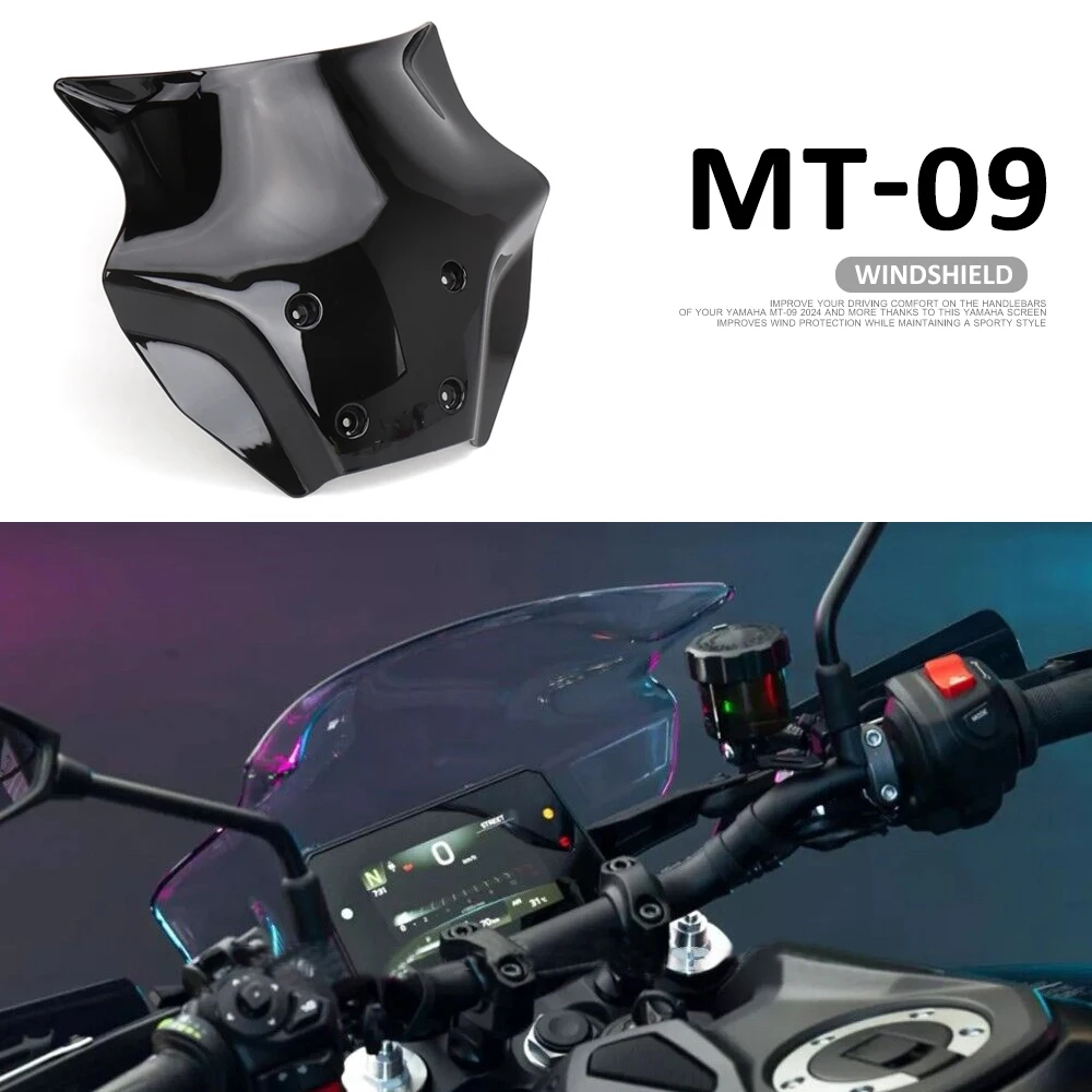 

Motorcycle Windshield For Yamaha MT09 MT 09 MT-09 2024 Wind Screen Shield Deflector Cover Protector Windscreen