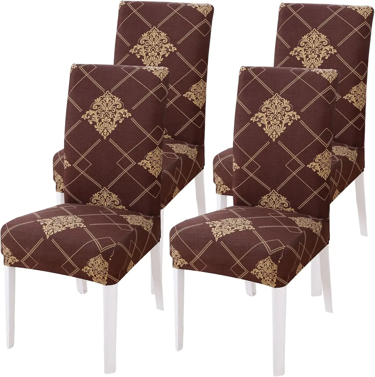 

Dining Room Chair Covers Set Of 4, Stretch Parsons Chair Slipcovers Removable Washable Spandex Printed Chair Seat Protector