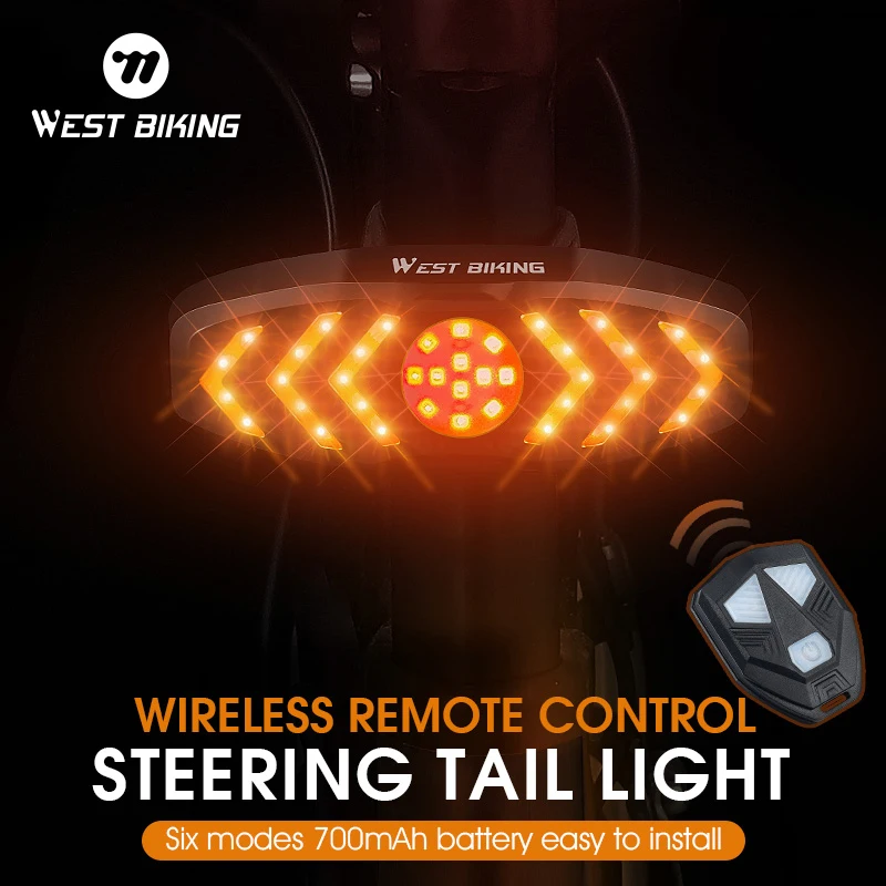 WEST BIKING Wireless Bike Taillight Remote Turn Beep Signal MTB Bicycle Light Direction Indicator USB Rechargeable Rear Lights