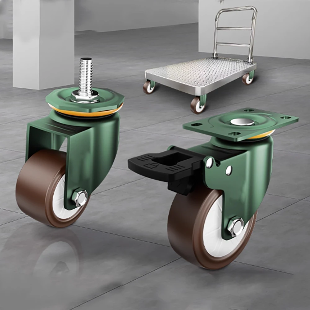 1Pcs 1.6-5 Inch Heavy-Duty Casters M8 M10 M12 Silent Rotation Universal Universal Table Chair Wheels Brake Wheel Accessorie