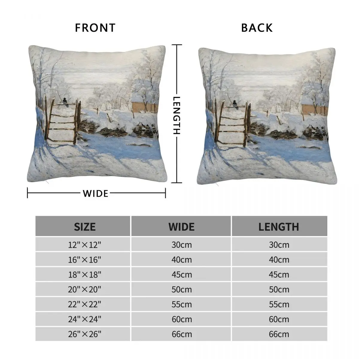 Claude Monet The Magpie Square Pillowcase Polyester Linen Velvet Creative Zip Decor Throw Pillow Case Sofa Seater