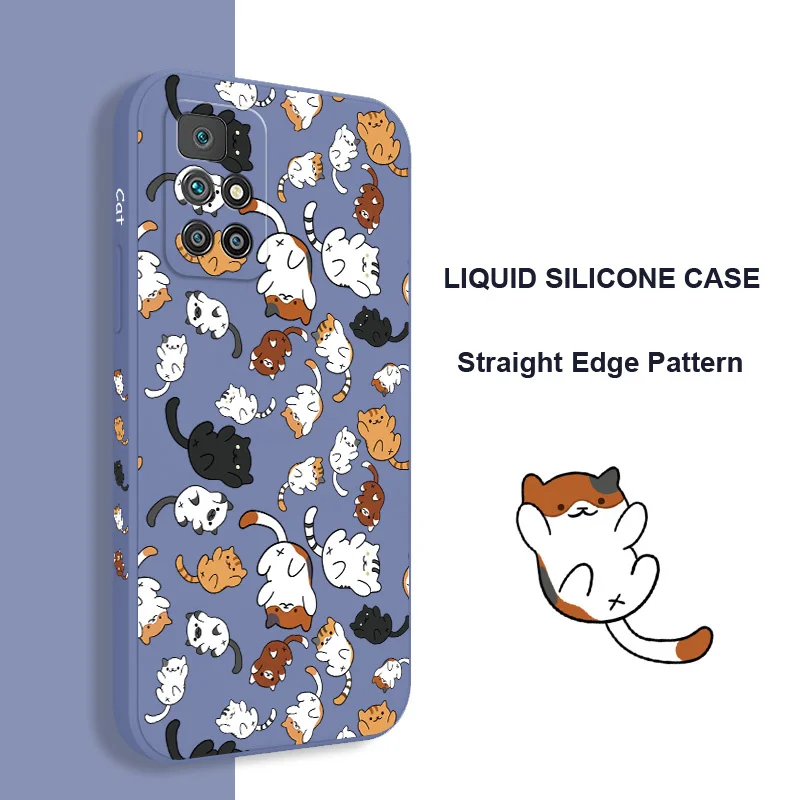 Cat Rolling Phone Case For Xiaomi Redmi 13C 13 12C 10 10C 10A 9 9A 9T A1 Pro Plus 4G 5G Silicone Cover