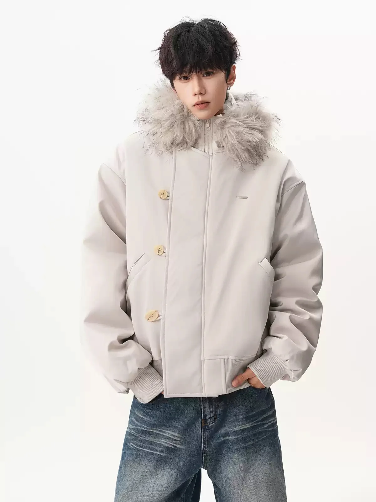 

Теплое стеганое пальто с американским меховым воротником и капюшоном для мужчин и женщин, зимняя тяжелая свободная модная брендовая парка с горной резьбой