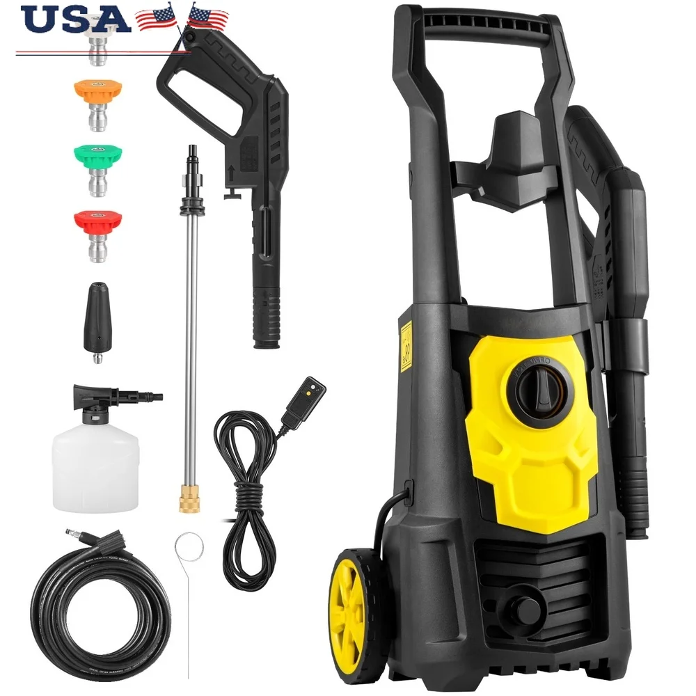 

Electric Pressure Washer 2000 PSI 1.76 GPM with 30ft Hose 5 Quick Connect Nozzles Foam Cannon Durable Compact Cleaning Tool