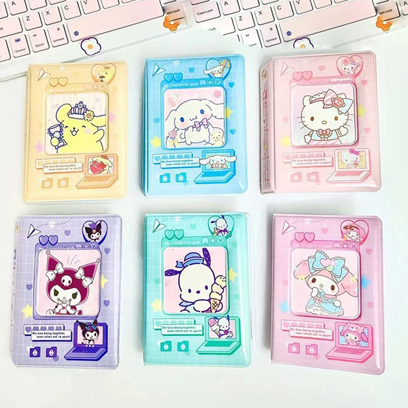 سانريو مرحبا كيتي ألبوم صور 3 بوصة تخزين ألبوم صور Kawaii لطيف بطاقة تخزين حامل بطاقات جمع ألعاب صغيرة هدية للأطفال #1