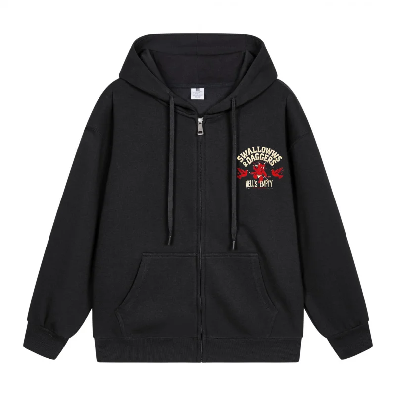 

Men's Zip-Up Hoodie Red Dragon On Black Hoodie 2025 New Style Casual Couples’ Style Casual and Loose