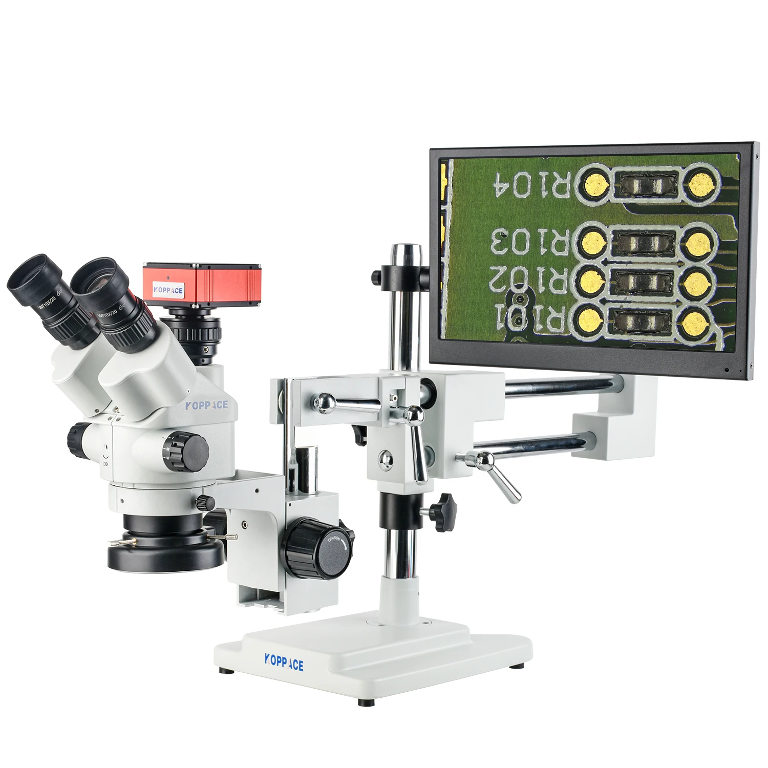 

KOPPACE 3.5X-180X Trinocular Measuring Electron Micromirror 2K HD Imaging Support For Taking Pictures and Videos 13.3" Display