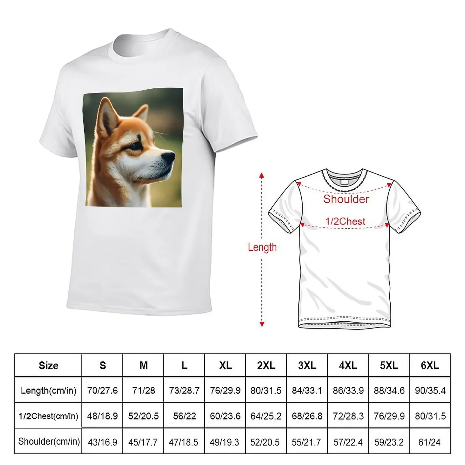 Photorealistic Shiba Inu Portrait Tan Brown and White Side Profile T-Shirt korean fashion for a boy t shirts for men graphic