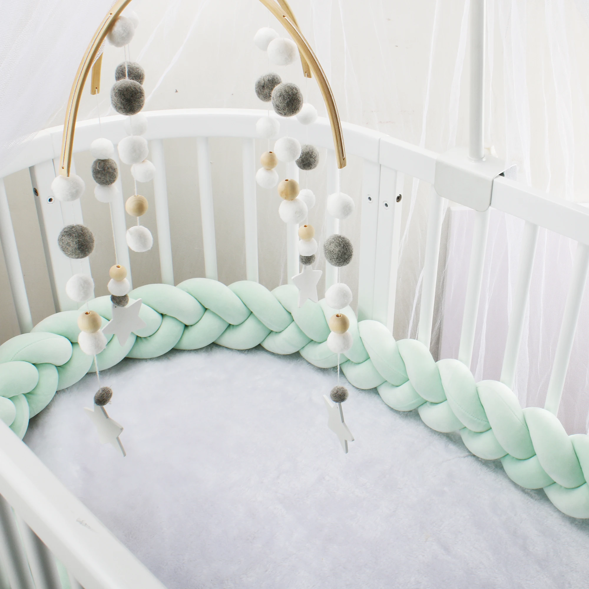 1M/2M/3M Baby Bed Bumper Infant Cradle Pillow Cushion Braid Knot Bumper Crib Bumper Protector Room Decor Tour De Lit Bebe Tresse