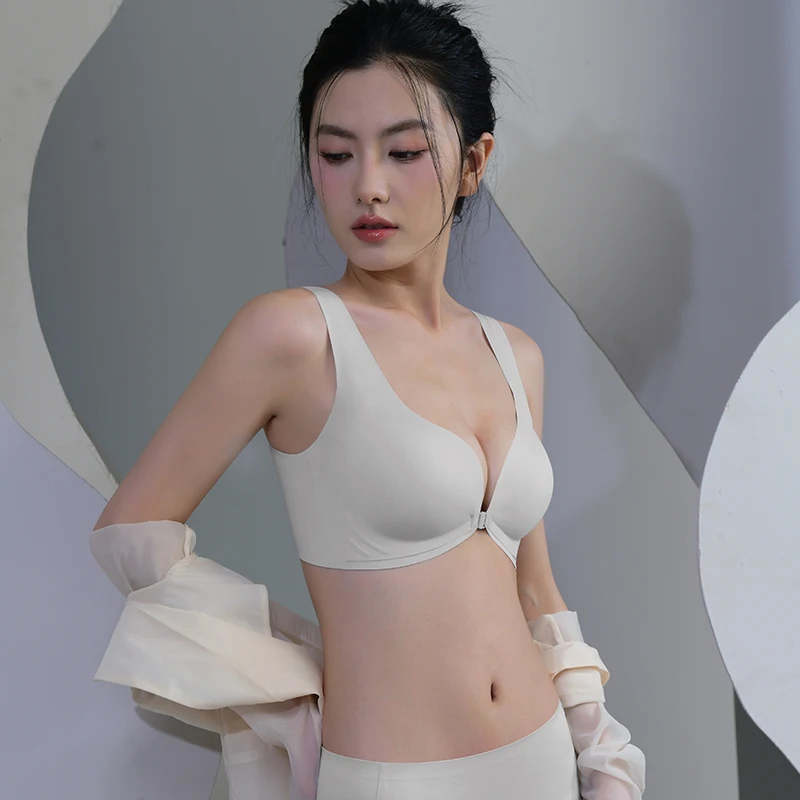 PAERLAN Front button jelly strip soft support underwear female gathered on the top to support the pair of breasts vest bra