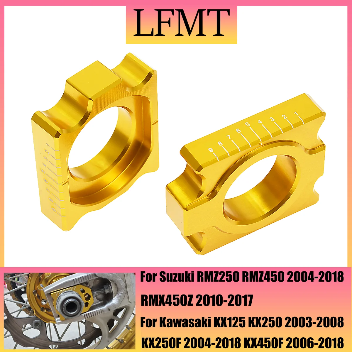 Motorcycle CNC Rear Axle Block Chain Adjuster For Suzuki RMZ250 RM Z 250 450 RMZ450 RMX450Z RMX 450Z  2004-2015 2016 2017 2018