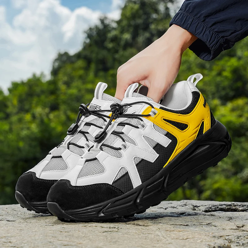 

2025 New Men's Hiking Sneakers Breathable Mesh Sports Climbing Shoes for Men Platform Anti-slip Trekking Shoes Man Walking Shoes
