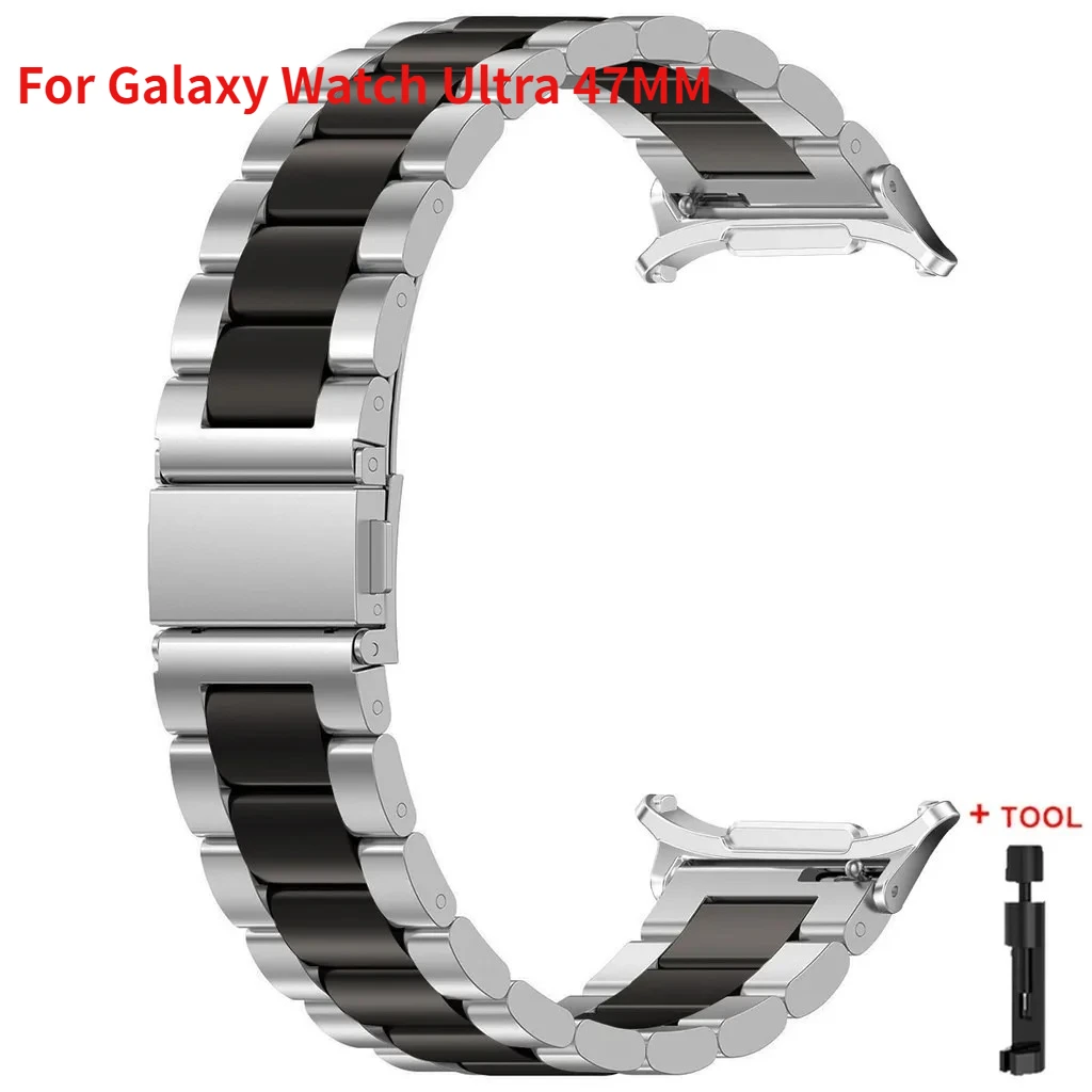 47mm Premium Edelstahl-Uhrenarmband für Samsung Galaxy Watch 7 Ultra Business Ersatz-Armband Handgelenksband