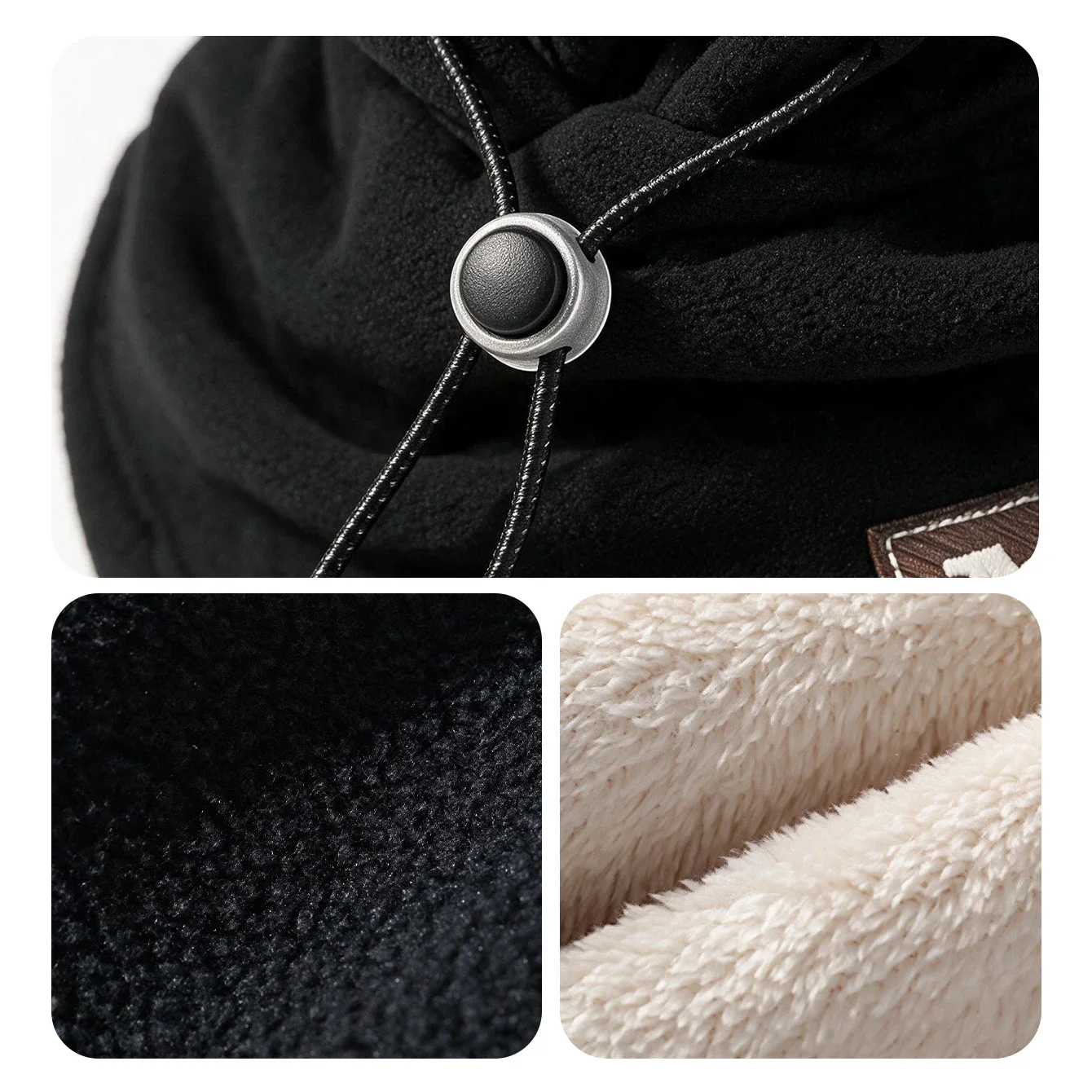 Musion Winterfleece-Sturmhaube, doppellagig, winddicht und warm, ideal zum Radfahren, Skifahren, als Schutz vor Kälte und als Nackenschutz. – Detail 5