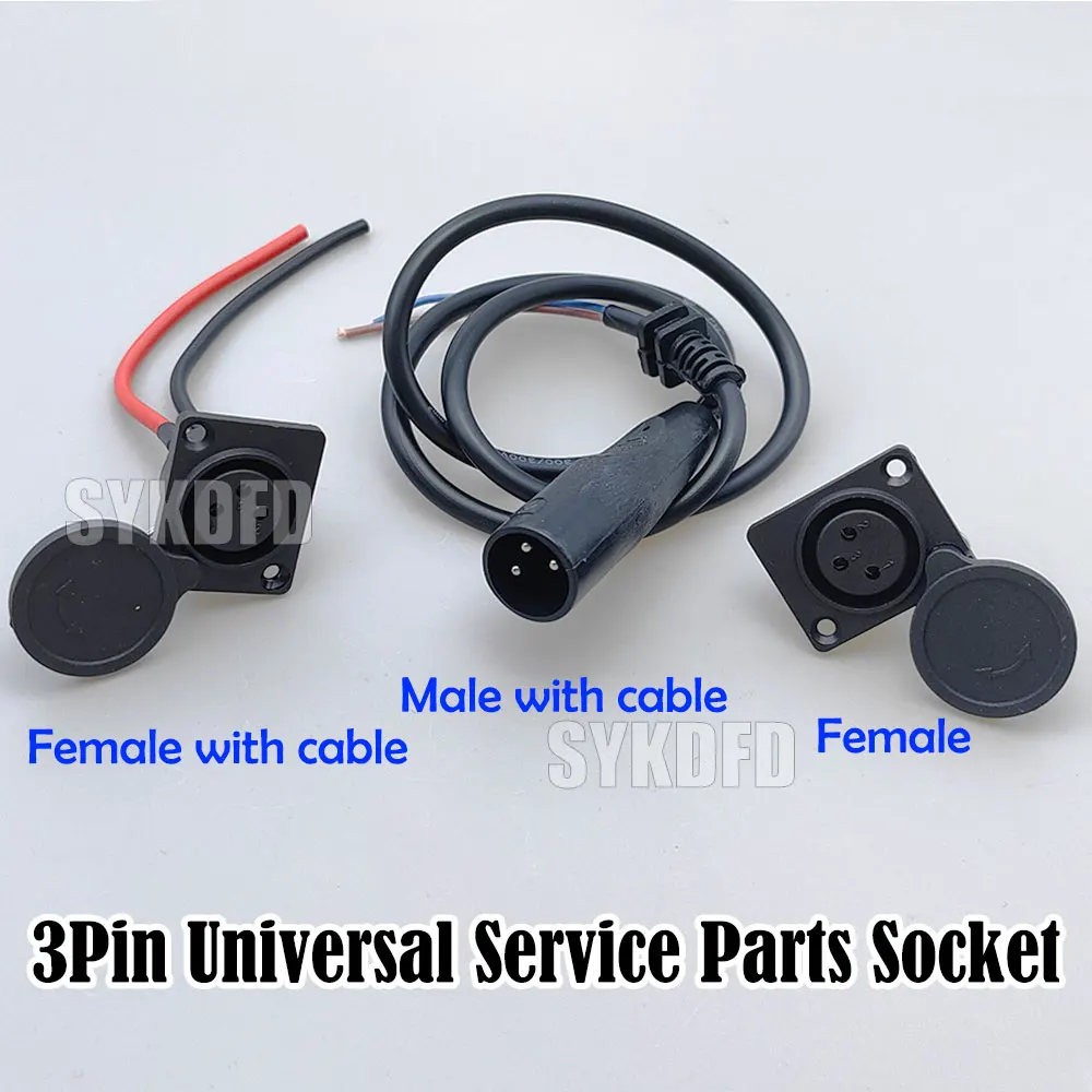 3Pin Charge Connector Male Plug Interface Cable 2Wire Connector Female Socket For electric bicycle Balance Car Bike