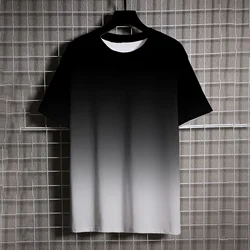 Casual Crew Neck Men's T-shirts Black and White Gradient Print Men's Short Sleeve Tee Tops Oversized T-shirt Tshirt Clothing Man