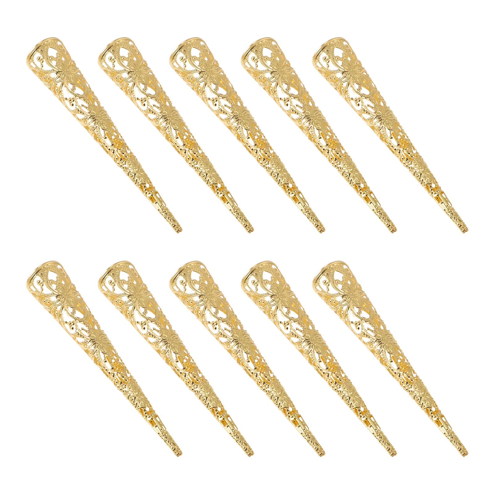 

10pcs Metal Hollow Fake Nails Set Durable Alloy Finger Claw Rings Suitable Most Fingers Role Playing Costume Accessories Black