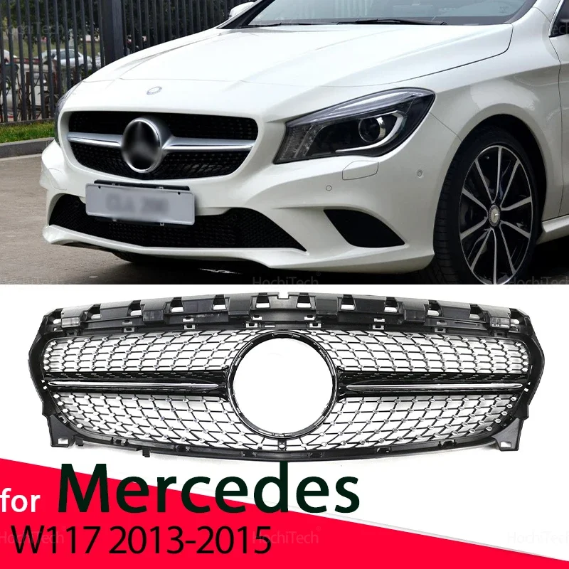 Front Kidney Grilles Gloss Black for Mercedes Benz CLA-Class W117 C117 X117 CLA180 CLA200 CLA250 2013 2014 2015 Replacement