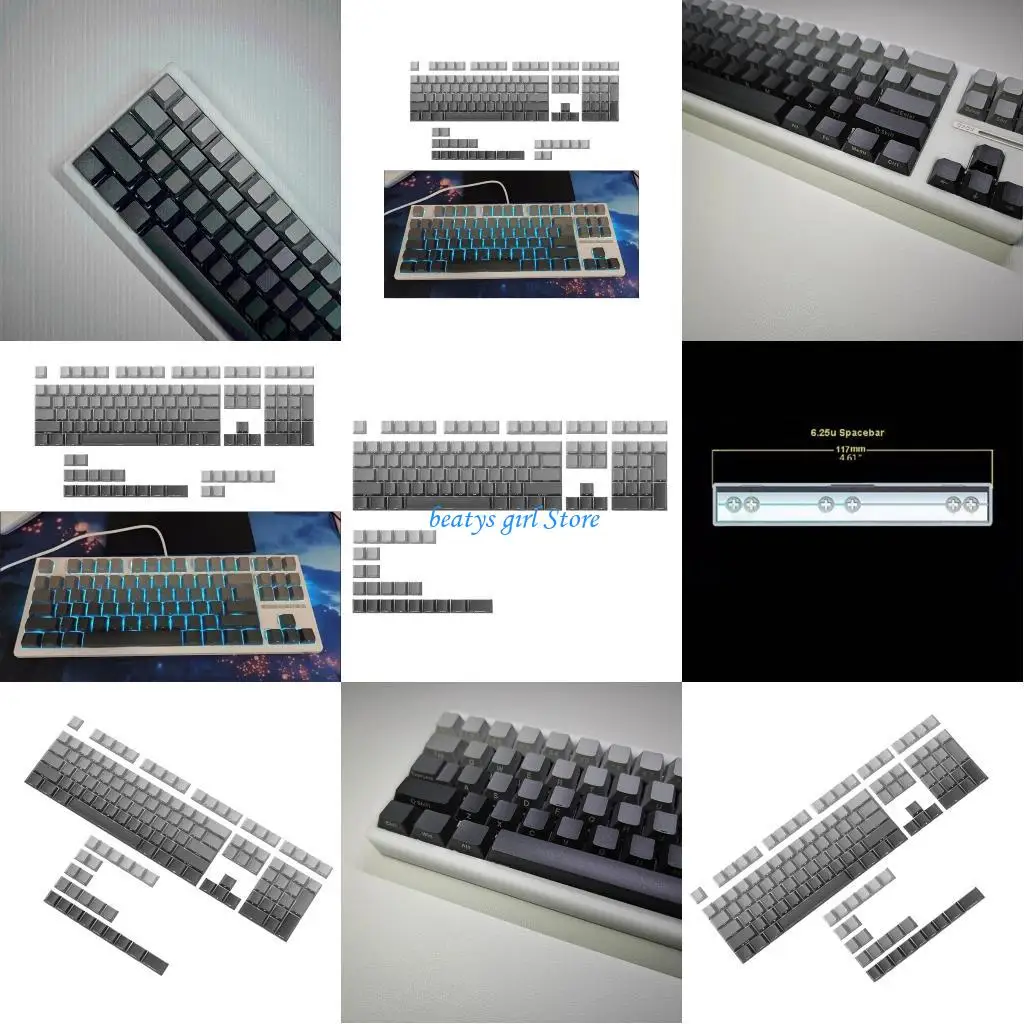 

C7AB Gradients Color Cherry Translucents Keycaps Side Print Keycaps for Gamings Keyboards