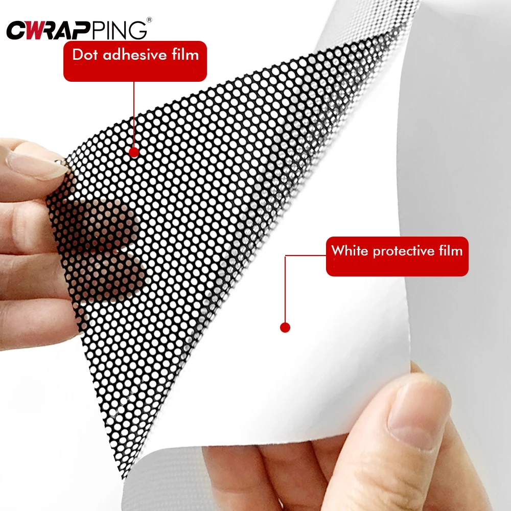 One Way Perforated Film  Self Adhesive Suitable for Cars Headlight Tint Perforated Black Vinyl Film Stickers Privacy Window Film