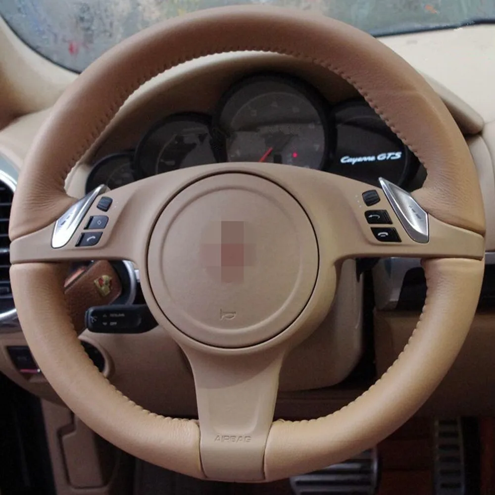 

WXZOS Authentic Leather Steering Wheel Protective Cover for Porsche Panamera 2010-2016