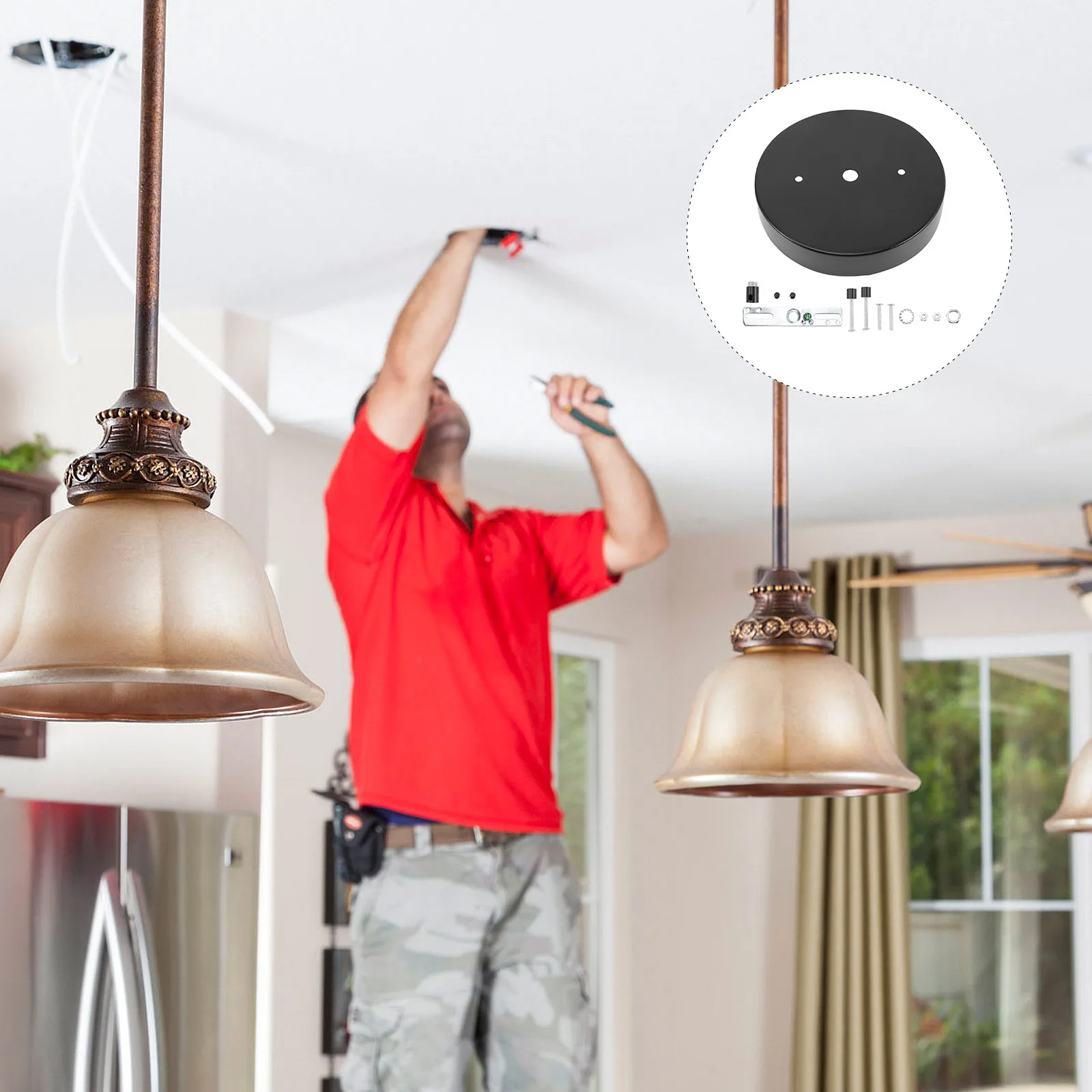 

1 set 1 Set Metal Chandelier Canopy Plate Ceiling Fixture Mounting Bracket Pendant Light Kit For Home Cafe Corridor