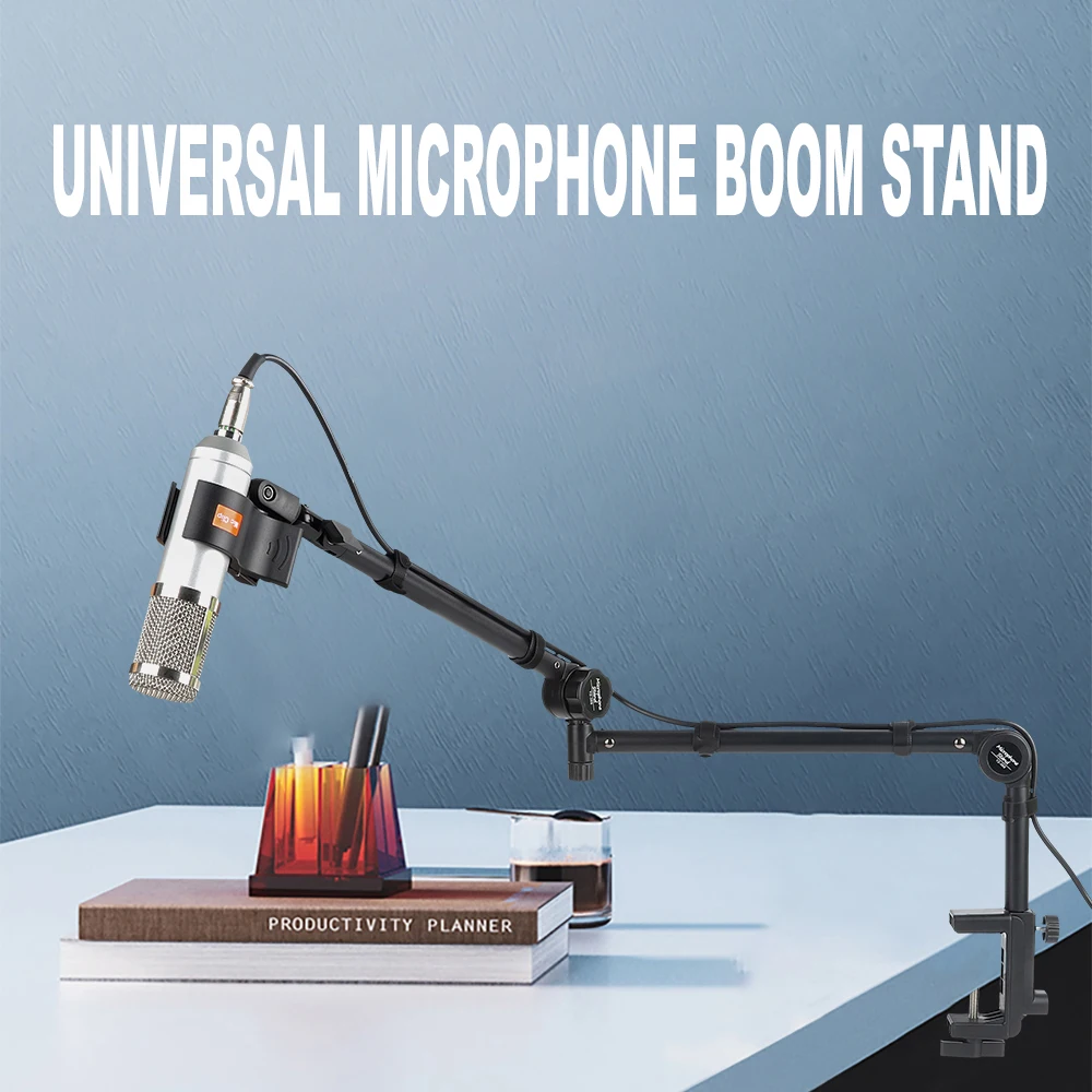 Adjustable Low-profile Arm Microphone Stand with Cable Managment/Desk Mount, Suspension Boom