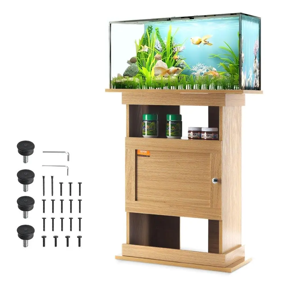 

20 Gallon Aquarium Reptile Tank Stand MDF Stand With Cabinet Storage Hardware Kit Basswood Color 167.6 lbs Load Capacity