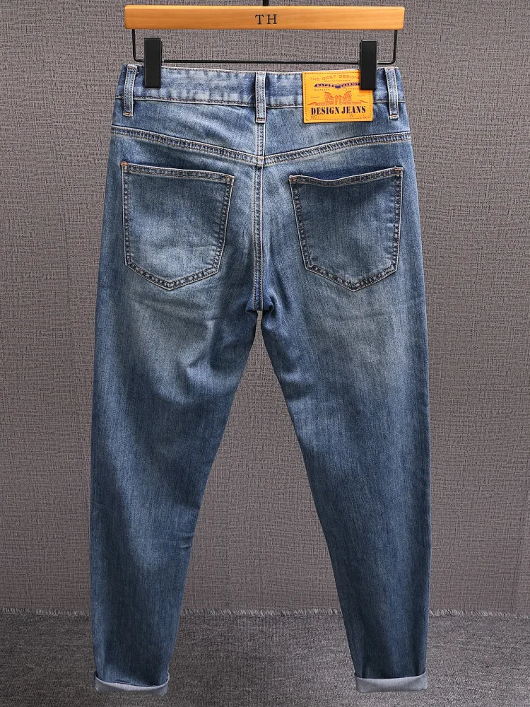 الراقية الصيف رقيقة الجينز Men20252023 الاتجاه المطرزة مستقيم عارضة السراويل الطويلة الفاخرة