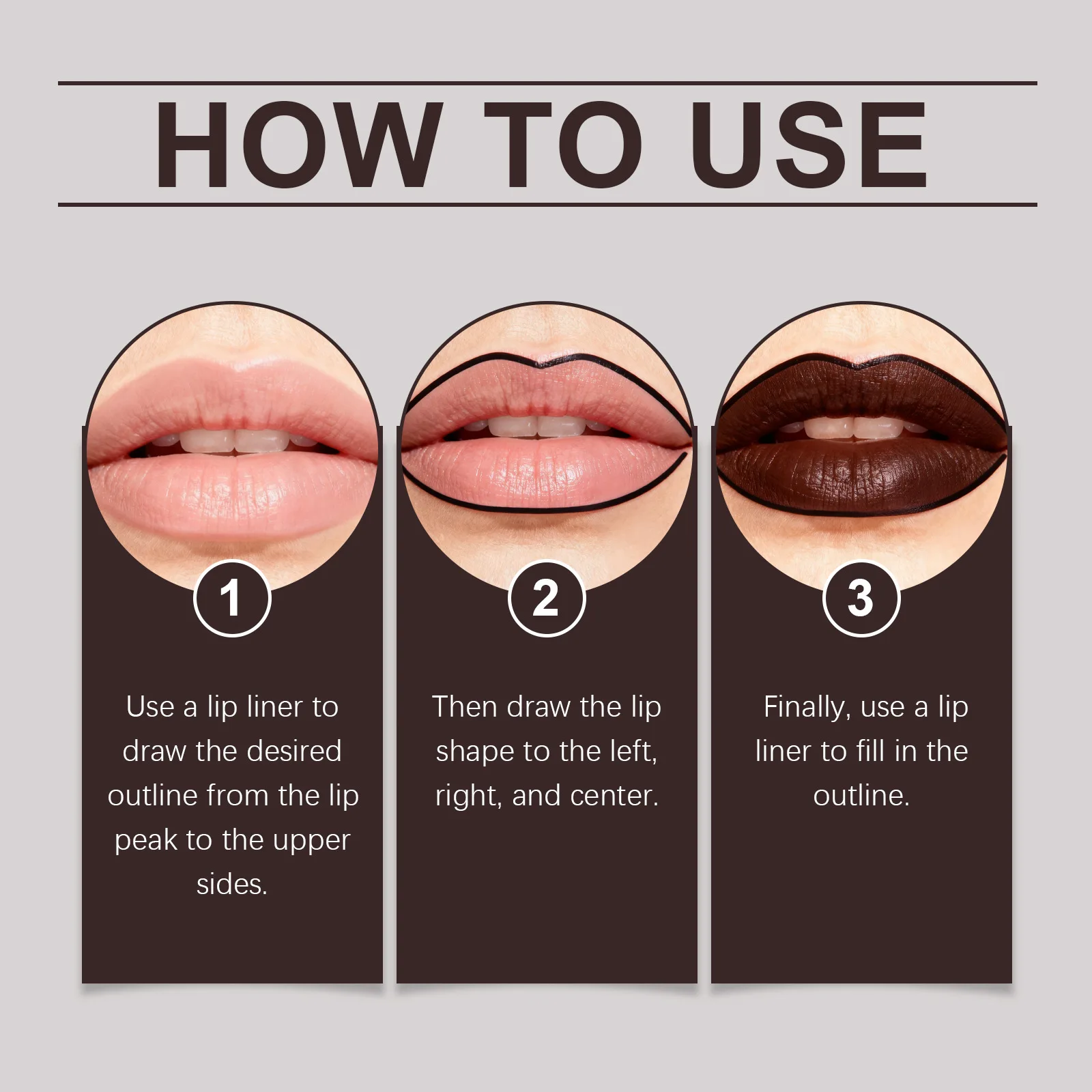 Jasnobrązowy konturówka do ust, która modeluje naturalny, trójwymiarowy kształt ust i jest łatwa w aplikacji do codziennego makijażu.