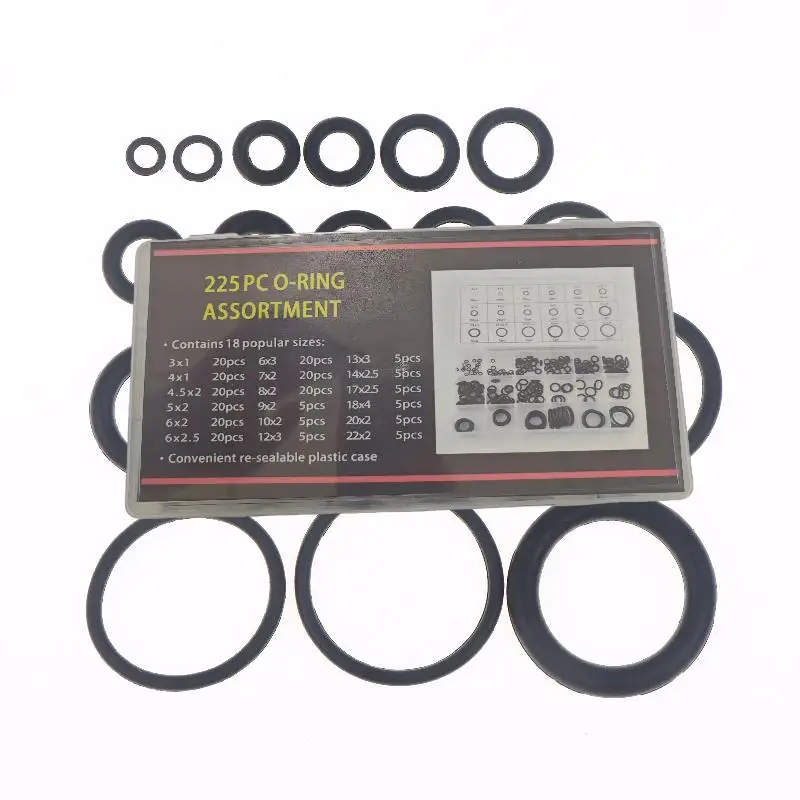● 225/675Pcs 18 Size O-Ring Assortment Set Rubber O Rings Kit For Automotive Faucet Pressure Washers Plumbing Sealing Repair view 3