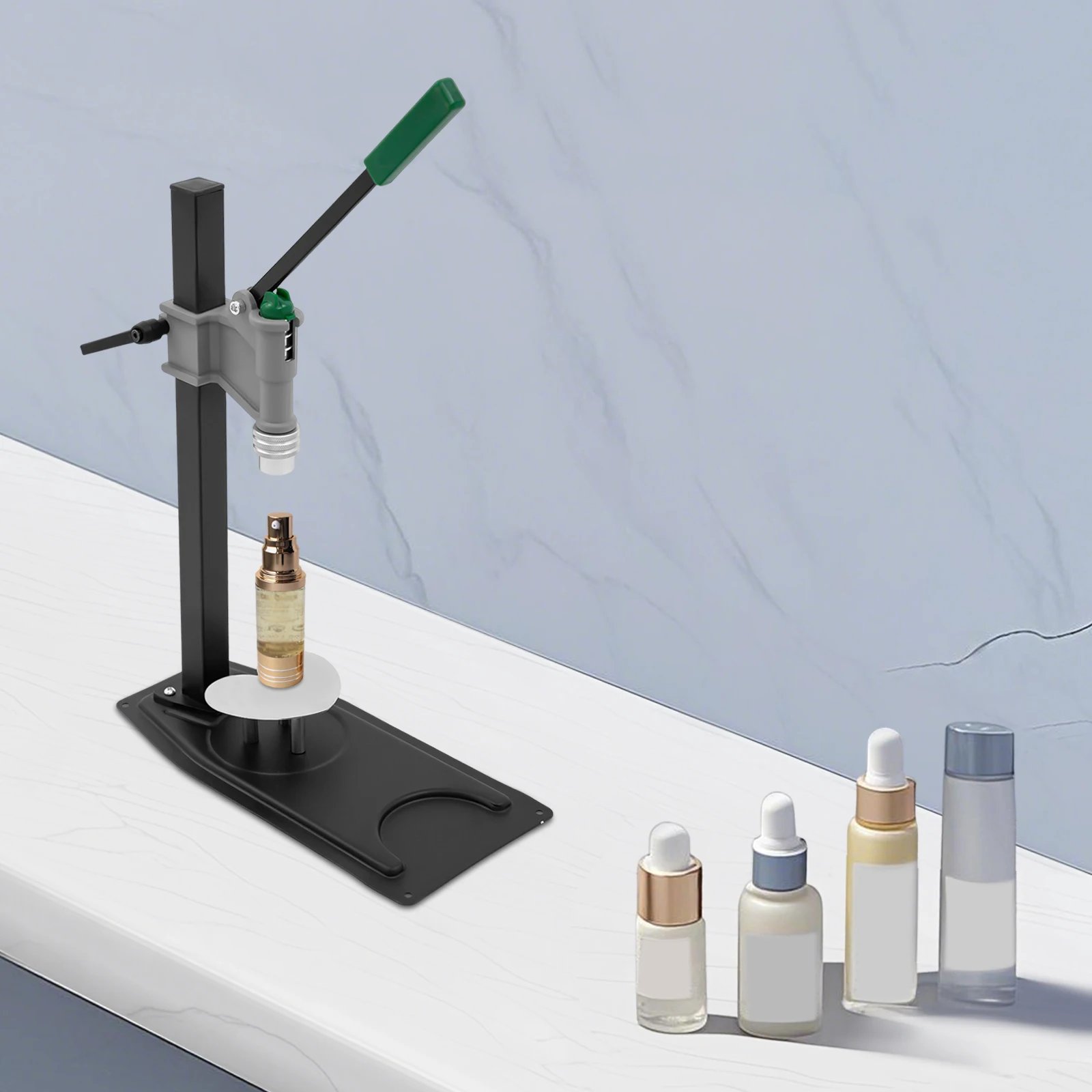 

Long Base Bottle Capper Machine, Stainless Steel Press Capping Manual Perfume Crimper Adjustable Height Sprayer Sealer Tool