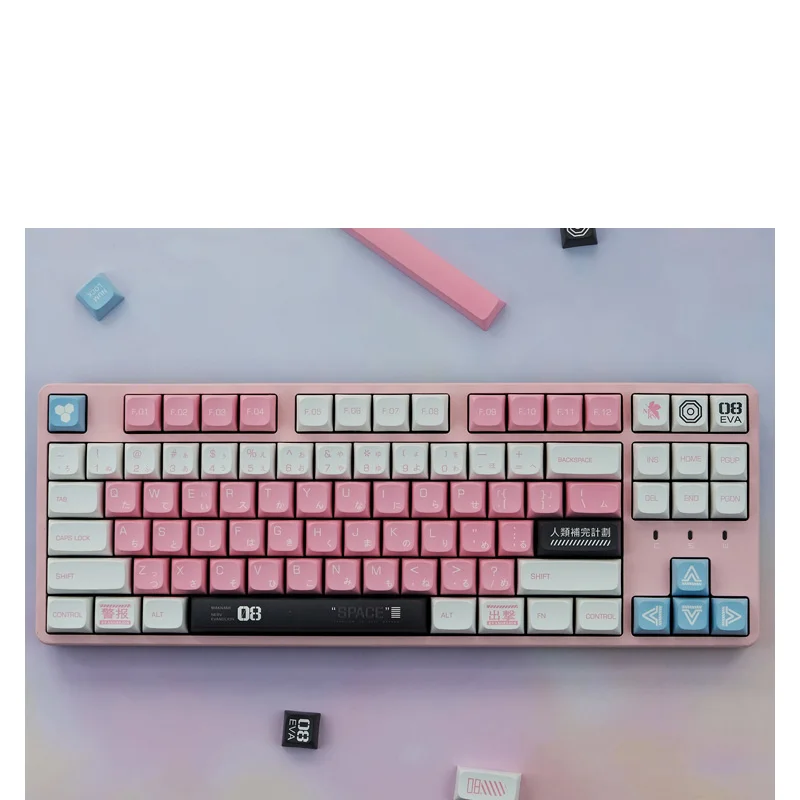 EVA 08 Theme Keycaps XDA Profile 134 Keys PBT Dye Sublimation Mechanical Keyboard Keycap for MX Switch 61/68/87/104 with ISO